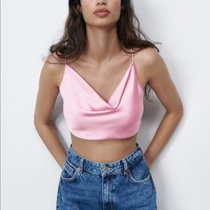 Zara Satin Effect Crop Top - Size M